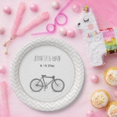 Elegant Gray Chevron fiets 2 Papieren Bordje (Feest)