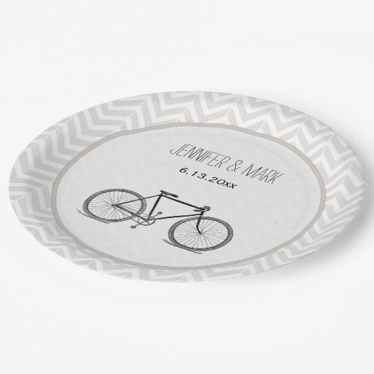 Elegant Gray Chevron  fiets 2 Papieren Bordje (Gekanteld)