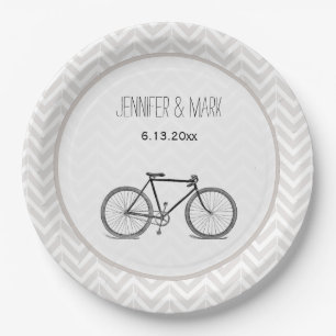 Elegant Gray Chevron fiets 2 Papieren Bordje