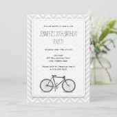 Elegant Gray Chevron  fiets Birthday Kaart (Staand voorkant)