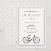 Elegant Gray Chevron  fiets Birthday Kaart (Voorkant / Achterkant)