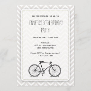 Elegant Gray Chevron fiets Birthday Kaart