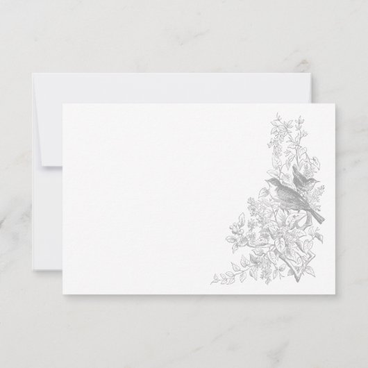 Elegant Gray Chinoiserie Nature & Birds Wedding QR RSVP Kaartje (Achterkant)