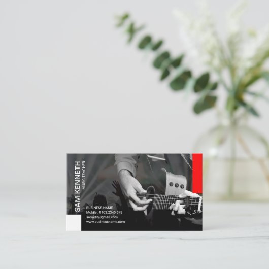 Elegant Gray Concert gitarist Leraar Visitekaartje (Staand voorkant)