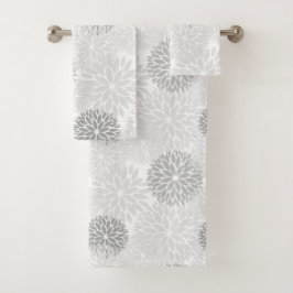 Elegant Gray Dahlia Floral Bad Handdoek