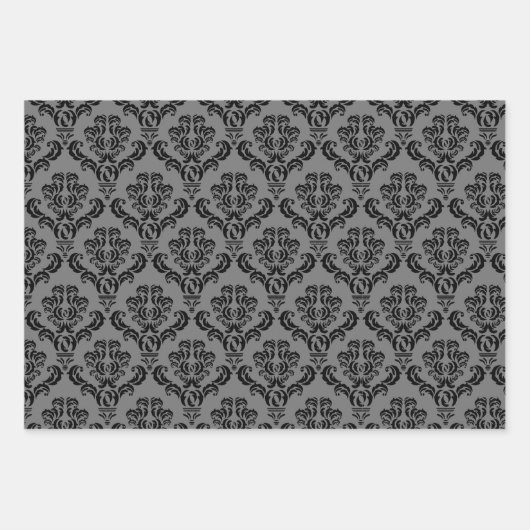 Elegant Gray Damask Inpakpapier Vel (Voorkant 3)