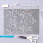 Elegant Gray Embroidery Floral Monogram letter M Tissuepapier (Craft)