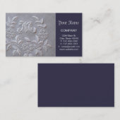 Elegant Gray Embroidery Floral Monogram letter M Visitekaartje (Voorkant / Achterkant)