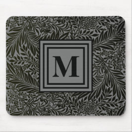 Elegant Gray en Black Monogrammed William Morris Muismat