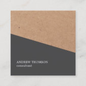 Elegant Gray Faux Kraft Geometric Consultant Vierkante Visitekaartje (Voorkant)