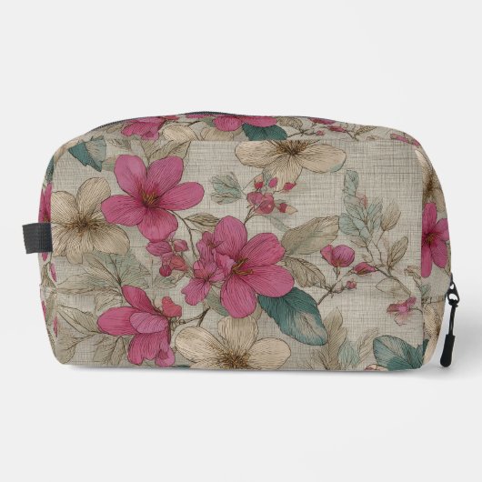 Elegant Gray Floral Bag Toilettasje (Voorkant)