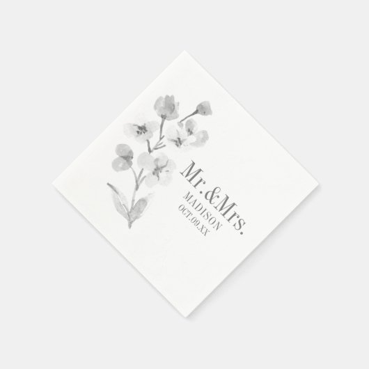 Elegant gray floral bruiloft servetten (Hoek)