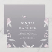 Elegant gray floral Chinoiserie Weddenschappen Informatiekaartje (Voorkant / Achterkant)