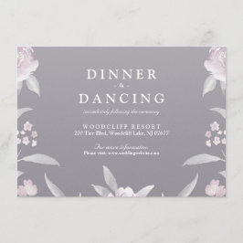 Elegant gray floral Chinoiserie Weddenschappen Informatiekaartje
