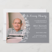 Elegant Gray Floral Funeral Memorial Announement Kaart (Voorkant)