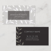 Elegant Gray Floral minimalistisch Visitekaartje (Voorkant / Achterkant)