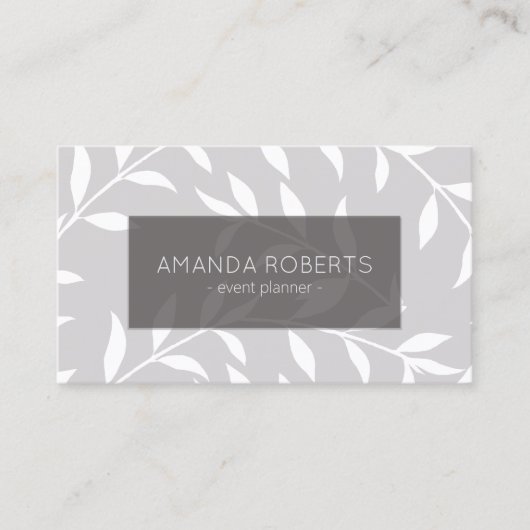Elegant Gray Floral minimalistisch Visitekaartje (Voorkant)