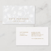 Elegant Gray Floral Pattern Beauty Salon Visitekaartje (Voorkant / Achterkant)