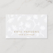 Elegant Gray Floral Pattern Beauty Salon Visitekaartje (Voorkant)