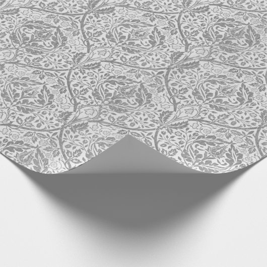 Elegant Gray Floral Pattern Cadeaupapier (Hoek)