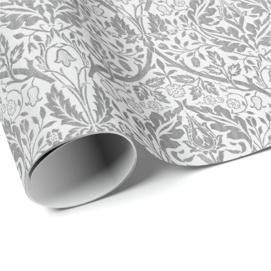 Elegant Gray Floral Pattern Cadeaupapier (Rol Hoek)