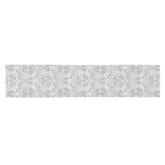 Elegant Gray Floral Pattern Korte Tafelloper (Horizontaal)