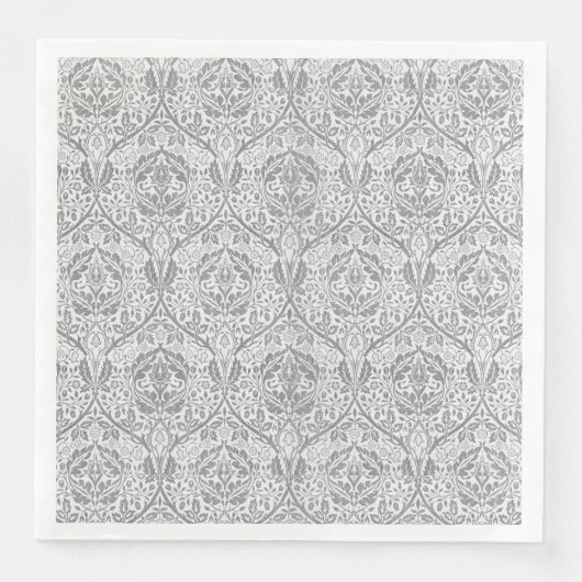 Elegant Gray Floral Pattern Servet (Voorkant)