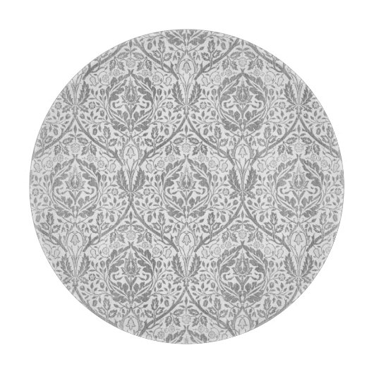 Elegant Gray Floral Pattern Snijplank (Voorkant)
