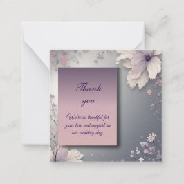 Elegant Gray Floral Thank You Card Notitiekaartje