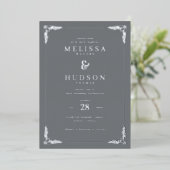 Elegant Gray Floral Wedding Invitation Folie Uitnodiging (Staand Voorkant)