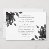 Elegant Gray Floral Wedding Invitation Kaart (Voorkant)
