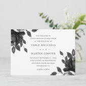Elegant Gray Floral Wedding Invitation Kaart (Staand voorkant)