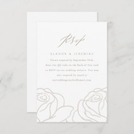 Elegant Gray Floral Wedding RSVP met QR-code