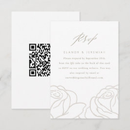 Elegant Gray Floral Wedding RSVP met QR-code Kaartje