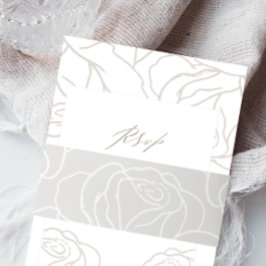 Elegant Gray Floral Wedding Uitnodigingen Wikkel