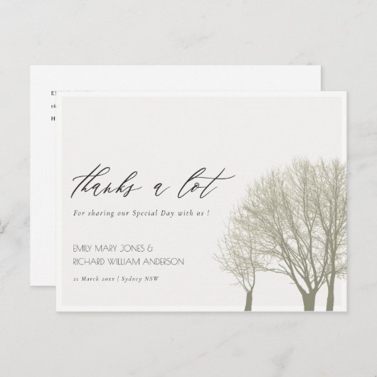 ELEGANT GRAY GOLD HERFST AUTUMN BEDANKT U DANK BRIEFKAART (Voorkant / Achterkant)