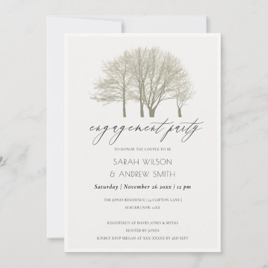 ELEGANT GRAY GOLD HERFST AUTUMN TREE VERLOVING KAA KAART (Voorkant)