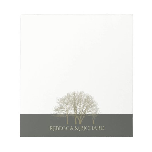 ELEGANT GRAY GOLD HERFST AUTUMN TREKT MONOGRAM NOTITIEBLOK (Voorkant)