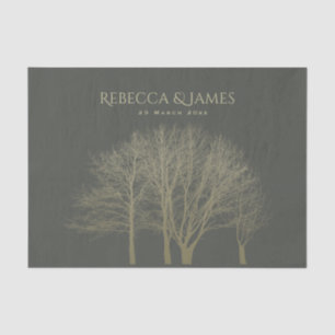 ELEGANT GRAY GOLD HERFST AUTUMN TREKT MONOGRAM TISSUEPAPIER