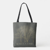 ELEGANT GRAY GOLD HERFST AUTUMN TREKT MONOGRAM TOTE BAG (Achterkant)
