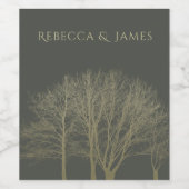 ELEGANT GRAY GOLD HERFST AUTUMN TREKT MONOGRAM WIJN ETIKET (Enkel label)