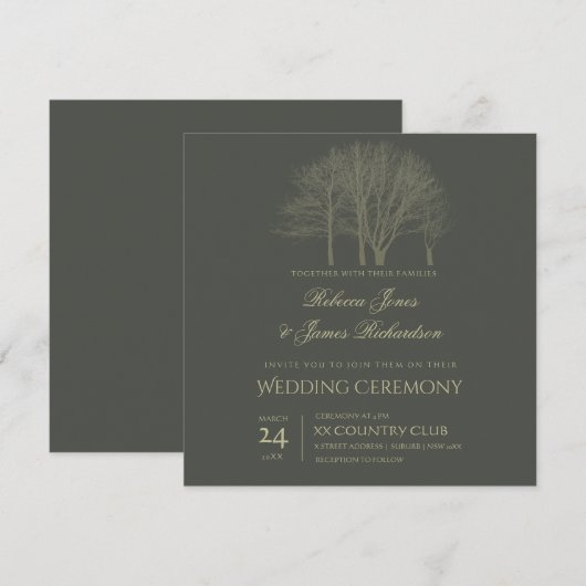 ELEGANT GRAY GOLD HERFST AUTUMN TREKT trouwkaart Kaart (Voorkant / Achterkant)