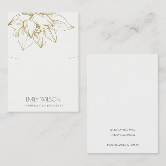 ELEGANT GRAY GOLD LOTUS SIMPLE KETTING DISPLAY VISITEKAARTJE (Voorkant / Achterkant)