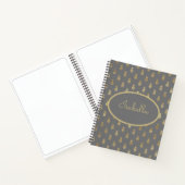 Elegant Gray & Gold Pineapple Aangepaste schets Notitieboek (Binnen)
