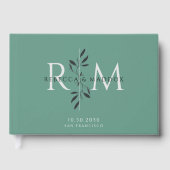 Elegant Gray Green Botanical Monogram Wedding Gastenboek (Voorkant)