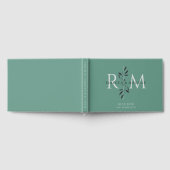 Elegant Gray Green Botanical Monogram Wedding Gastenboek (Volledig)