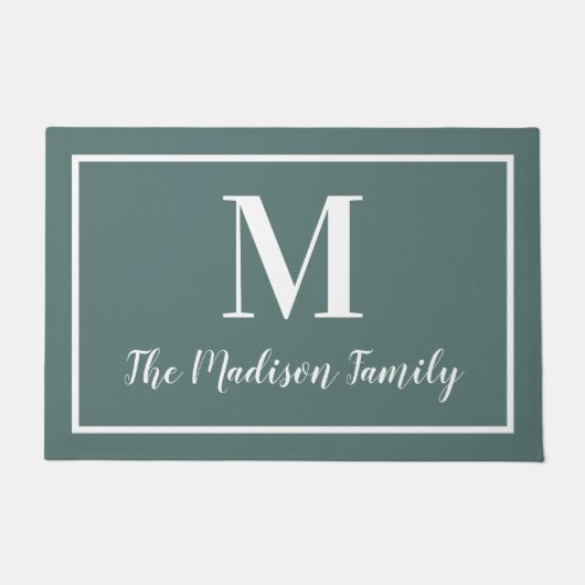 Elegant Gray Green Custom Monogram Initial Deurmat (Voorkant)