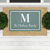 Elegant Gray Green Custom Monogram Initial Deurmat