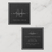 Elegant Gray Kraft Paper Freelance Writer Monogram Vierkante Visitekaartje (Voorkant / Achterkant)