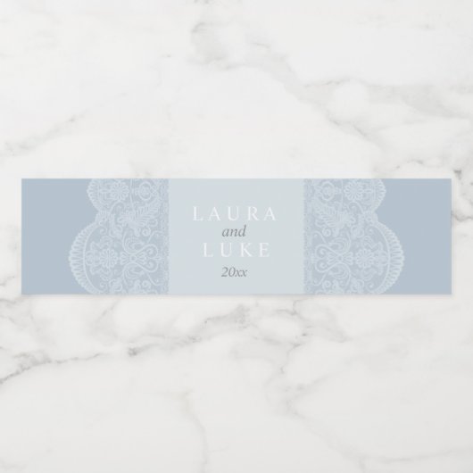 Elegant Gray Lace Waterfles Etiket (Enkel label)